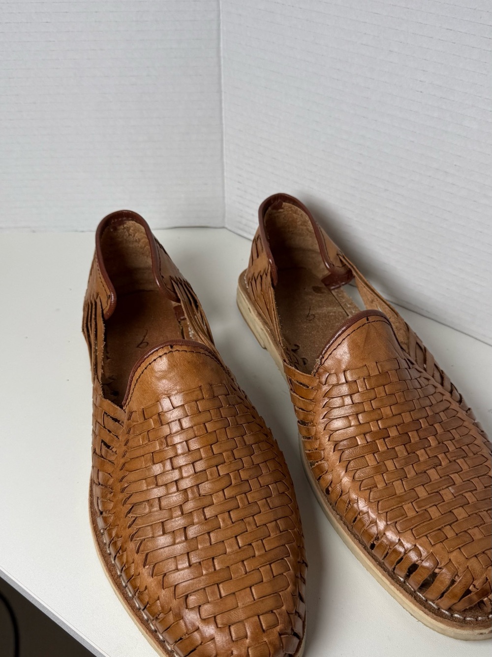 Men's Woven Leather Slip-On Sandals - Brown